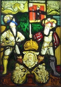 Stained Glass window datd 1557 on display at the theatre of Bath Aqua Glass