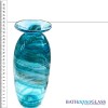 Large Aqua Swirl Art Glass Vase