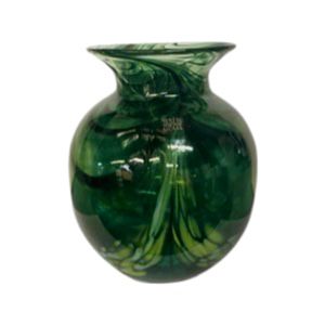 Hand blown green glass art vase