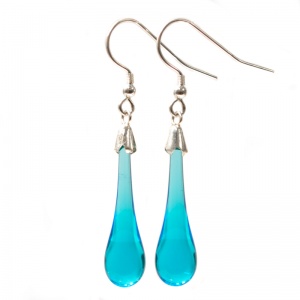 Plain Aqua Molten Drop Earrings