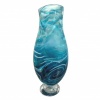 Glass vase teal and aqua handblown