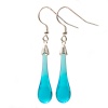 Plain Aqua Molten Drop Earrings
