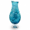 Teal Organic Swirl Art Glass Vase
