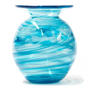 Medium Aqua Swirl Round Vase