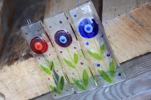 Spring flower fused glass suncatchers